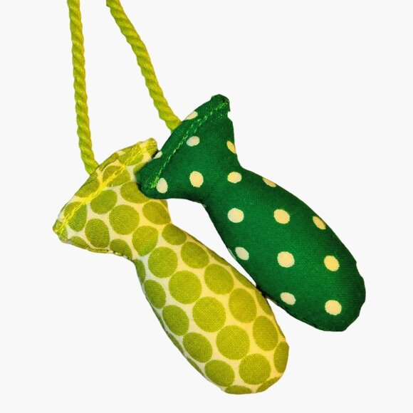 Handmade Christmas Stocking Fish Design Red Green Fisherman Cat Lover - Picture 3 of 7